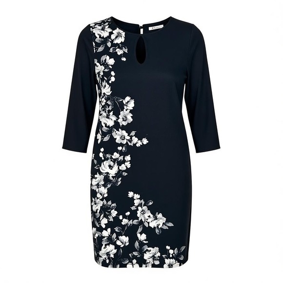 White House Black Market Dresses & Skirts - NEW White House Black Market Garnet Floral Sheath Dress XS Black - AC